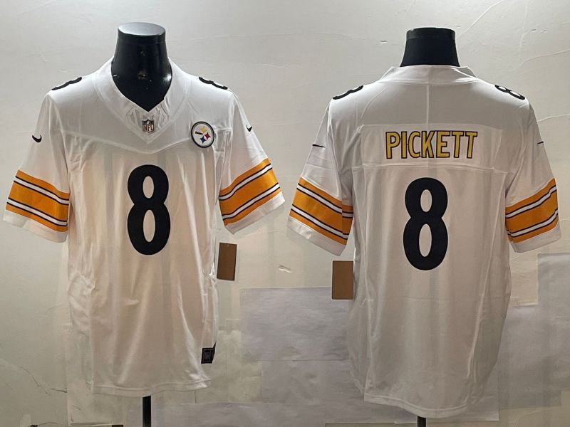 Men Pittsburgh Steelers #8 Pickett White Second generation 2024 Nike Limited NFL Jersey style 0108->pittsburgh steelers->NFL Jersey